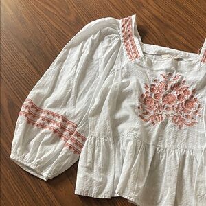 Universal Thread White Blouse with Pink Embroidery
